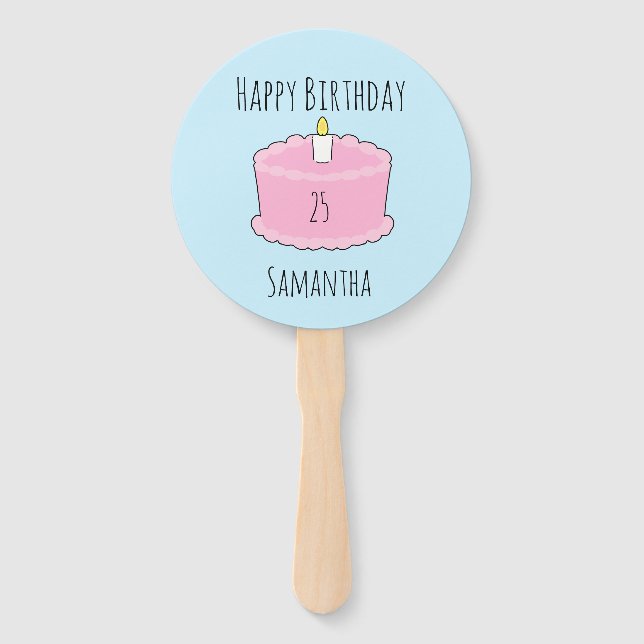 Leque Bolo de aniversário Rosa (Frente)