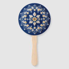 Leque Bonito Bordado com Ventiladores de Mão Azul