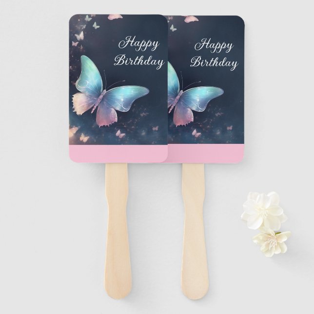 Leque Bonito Shimmerfly Butterfly Conjunto de ventilador (Frente e Verso)