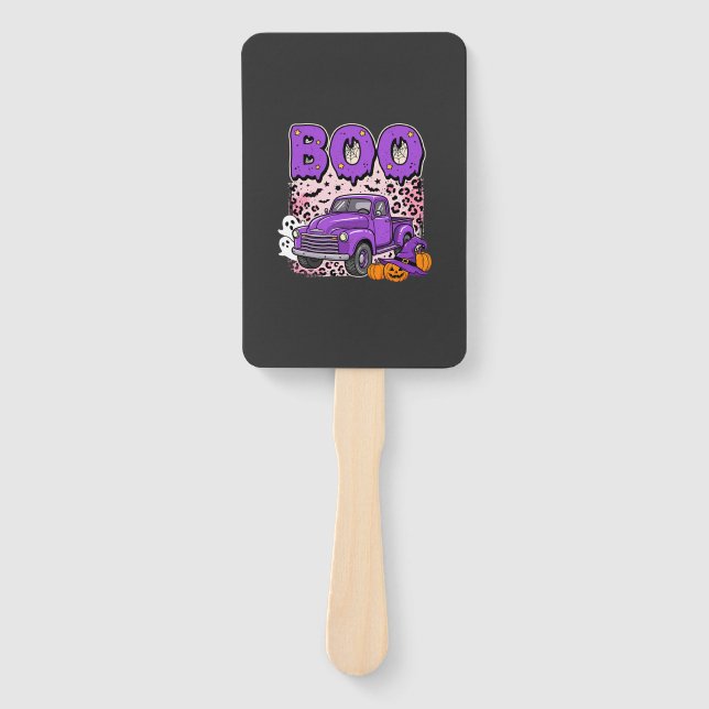 Leque Boo Halloween Caminhão Roxo Fantasma e Abóboras De (Frente)
