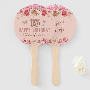Leque Borboletas Florais Feliz 15 de Aniversário