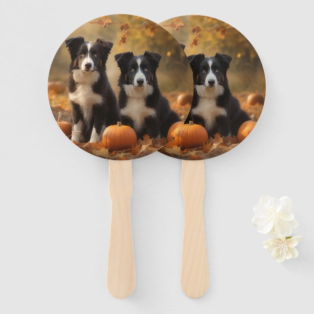 Leque Bordo Collie Puppy Autumn Delight Pumpkin (Frente e Verso)