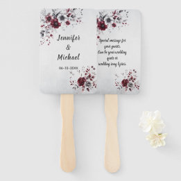 Leque Bordô Escuro Cinza Prata Floral Aquarela Personali