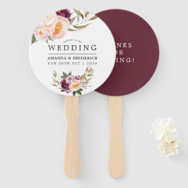 Leque Borgonha - Marsala e Peach Floral Weding Favor
