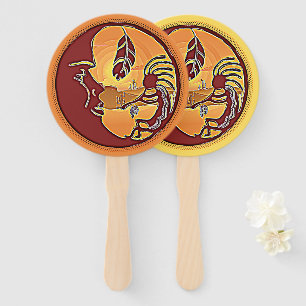 Leque Botão Paisagem - Lua Kokopelli Feather 1