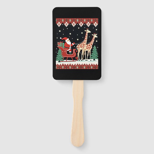 Leque Boys Girls Santa Claus Riding Giraffe Sleigh Ugly  (Frente)