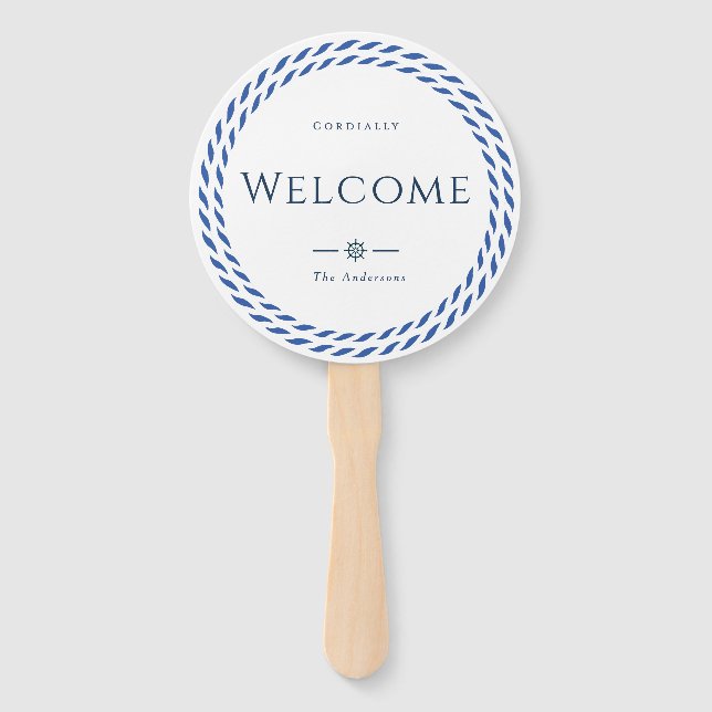 Leque Branca de Boas-vindas da Corda Náutica (Frente)