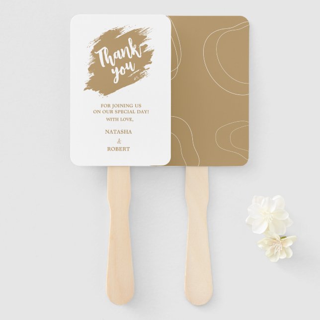 Leque Branco brilhante e Dourado permaneçam legal no Obr (Frente e Verso)