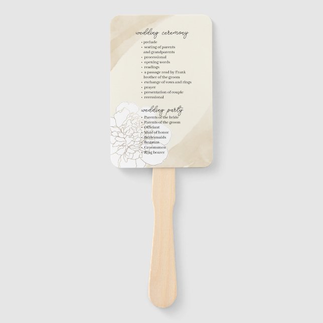 Leque Brancos Blossoms Programa de Casamento Ventilador (Frente)