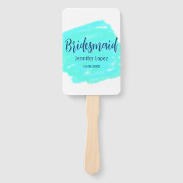 Leque Bridesmaid azul verde aquarela adiciona nome data