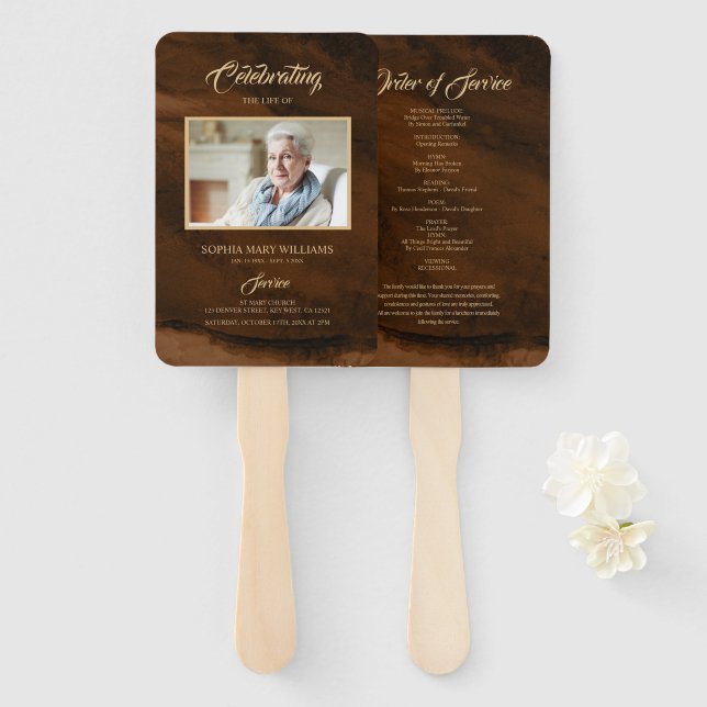 Leque Bronze funerário e caligrafia Dourada Conjunto de  (Frente e Verso)