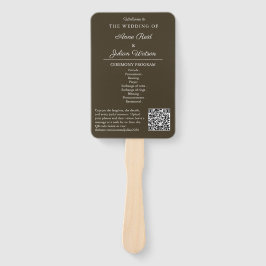 Leque Brown Modern Wedding Ceremony Program Hand fans