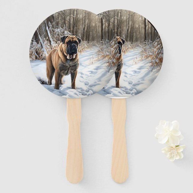 Leque Bullmastiff Deixar Neve Natal (Frente e Verso)