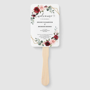 Leque Burgundy Blush Floral Modern Geométrico