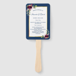 Leque Burgundy de flores azuis de marinho de casamento