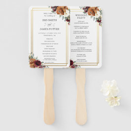 Leque Burgundy Ivory Burnt Orange Floral Casamento