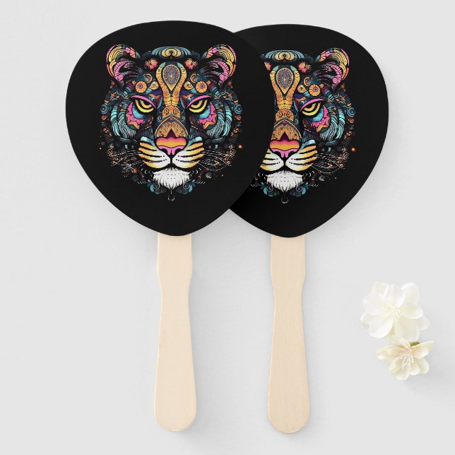 Leque Cabeça de Tigre  (Frente e Verso)