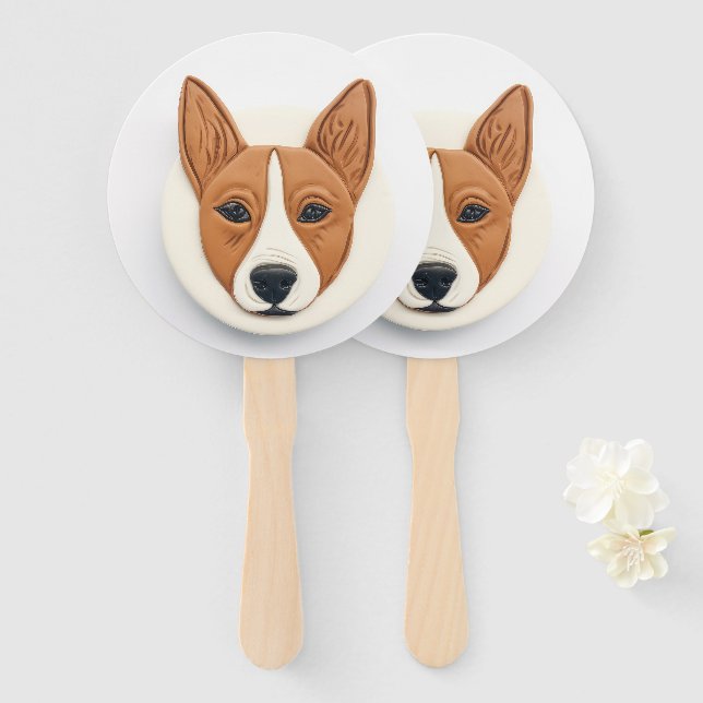 Leque Cachorro Basenji Inspirado em 3D (Frente e Verso)