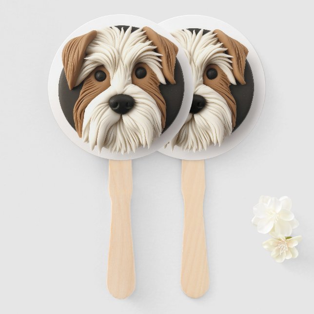 Leque Cachorro Biewer Terrier Inspirado em 3D (Frente e Verso)