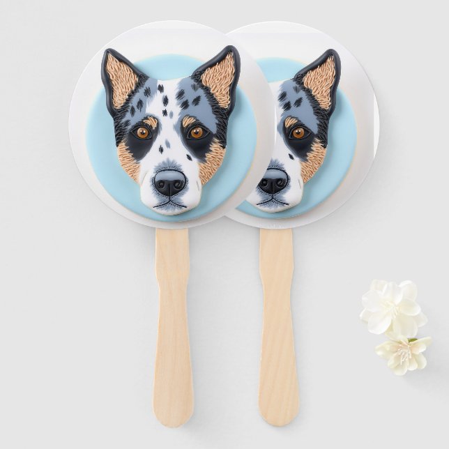 Leque Cachorro Blue Heeler Inspirado em 3D (Frente e Verso)