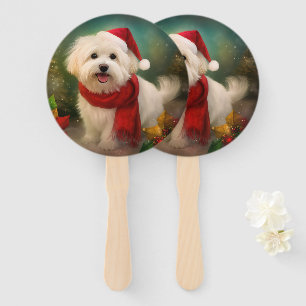 Leque Cachorro de Coton de Tulear no Natal da Neve