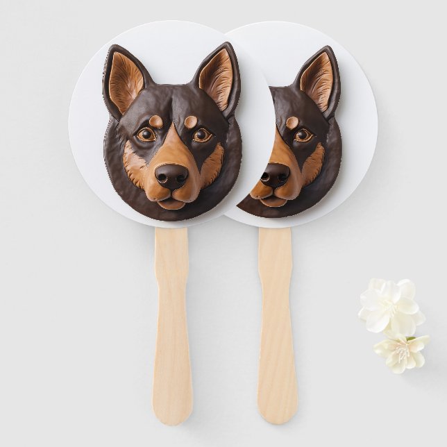 Leque Cachorro Kelpie Australiano Inspirado em 3D (Frente e Verso)