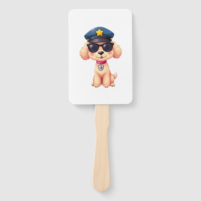 Leque Cachorro Poodle Policial Anime Chibi (Frente)