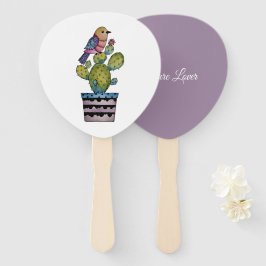 Leque Cactus E Ave Arco-Íris Em Aquarela