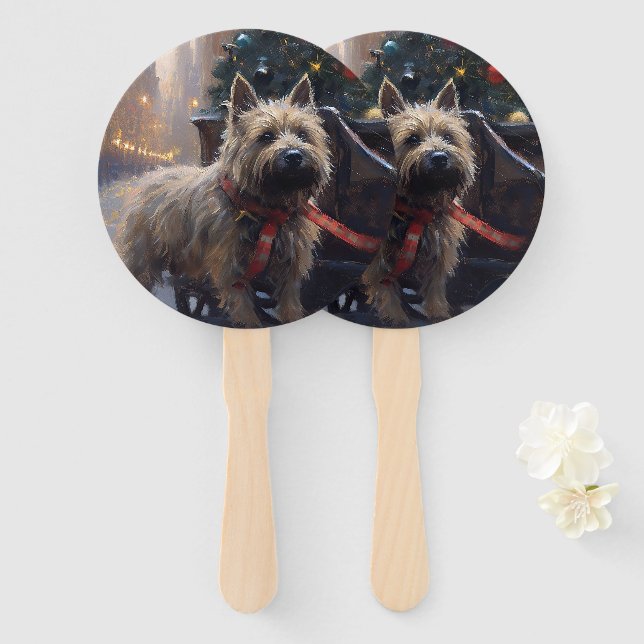 Leque Cairn Terrier Christmas Fesason Season (Frente e Verso)