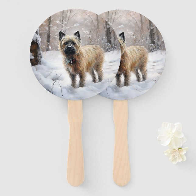 Leque Cairn Terrier Deixe Nevar Natal (Frente e Verso)