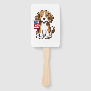 Leque Camisa Vintage de Cachorro Beagle com Bandeira Ame
