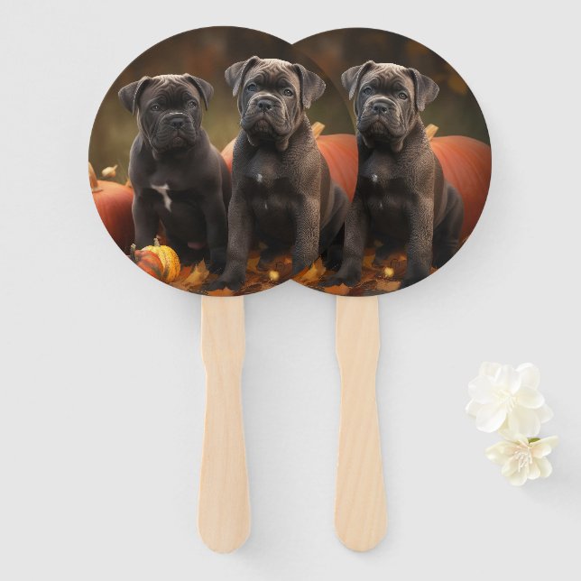 Leque Cane Corso Puppy Autumn Delight Pumpkin (Frente e Verso)
