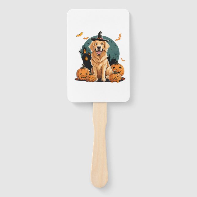 Leque cão no halloween engraçado (Frente)