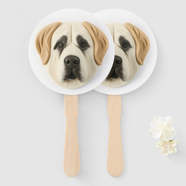 Leque Cão Pastor Anatólio Inspirado em 3D (Frente e Verso)
