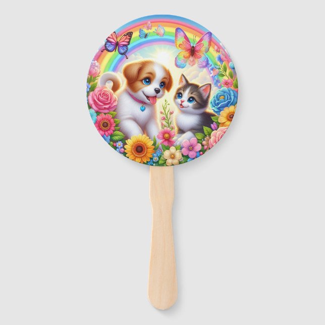 Leque Cãozinho/cachimbo/arco-íris de gatinho (Frente)