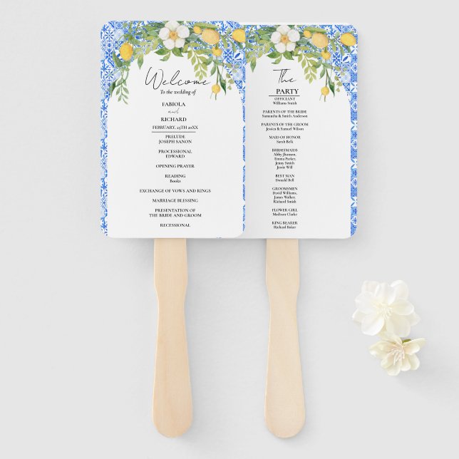 Leque Cartão do Programa Casamento do Mediterrâneo Azul  (Frente e Verso)