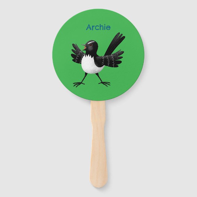 Leque Cartoon australiano Willie Wagtail personalizado (Frente)