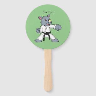 Leque Cartoon bonito rhino kung fu