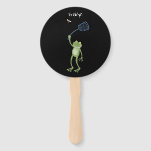 Leque Cartoon de mosca verde-sapo engraçado