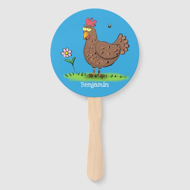 Leque Cartoon galinha rústico (Frente)