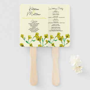 Leque Casamento Amarelo de Aquarela Floral