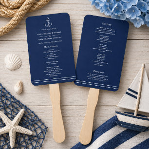 Leque Casamento ao Lado do Mar da Âncora Branca marinho