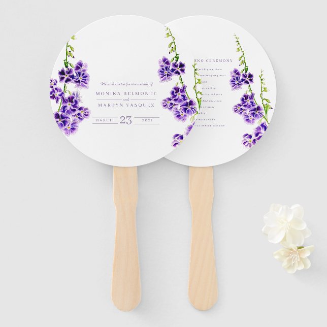 Leque Casamento botânico de couve-flor-d-água (Frente e Verso)