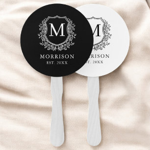 Leque Casamento Botânico do Paixão Branco Negro Monogram