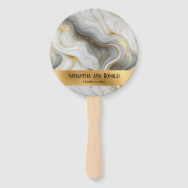 Leque Casamento Branco Marmoreado de Cinzas Douradas Ele