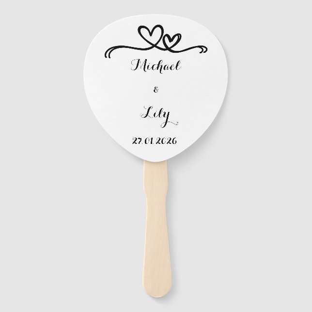Leque Casamento Branco Personalizado Elegante (Frente)