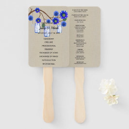 Leque Casamento Burlap Rustic Blue Floral Mason Jars