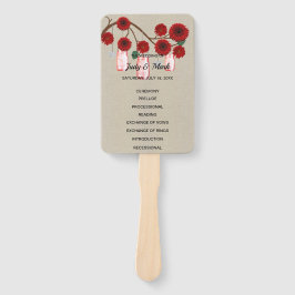 Leque Casamento Burlap Rustic Red Floral Mason Jars