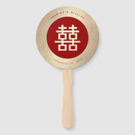 Leque Casamento Chinês de Dupla Felicidade em Círculo Mi