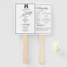 Leque Casamento Clássico de Arco de Fita Preta e Branco